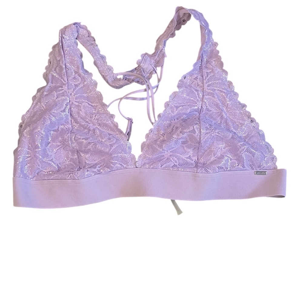 PINK Victoria's Secret Lavender Lace Bralette, Size Large, NWOT
